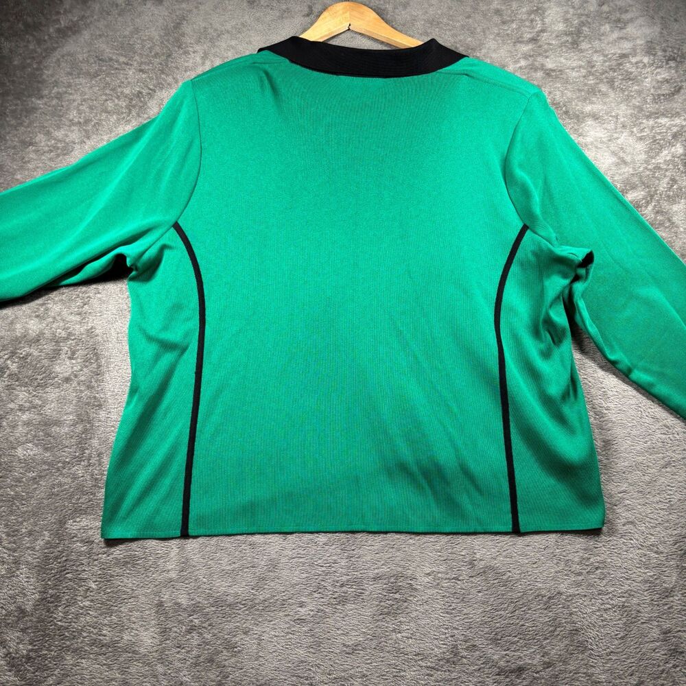 Exclusively Misook Women Vintage Cardigan Open Front Green Black Size 3X I212 - Picture 3 of 9